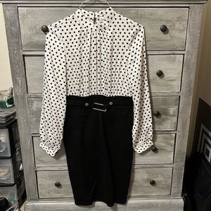 White and black polka dot dress